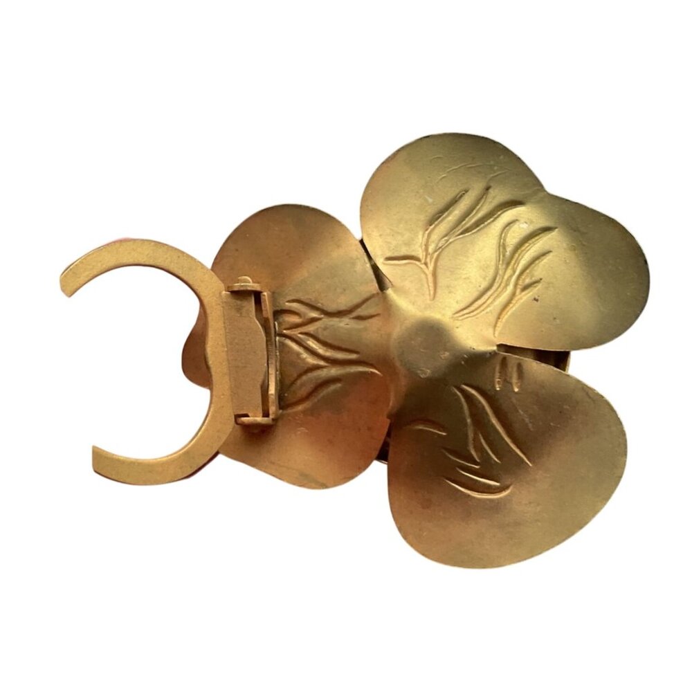 Bronze Bloomed Rose or Camellia Sweater Clip Womens 2" x 2" - Picture 3 of 3